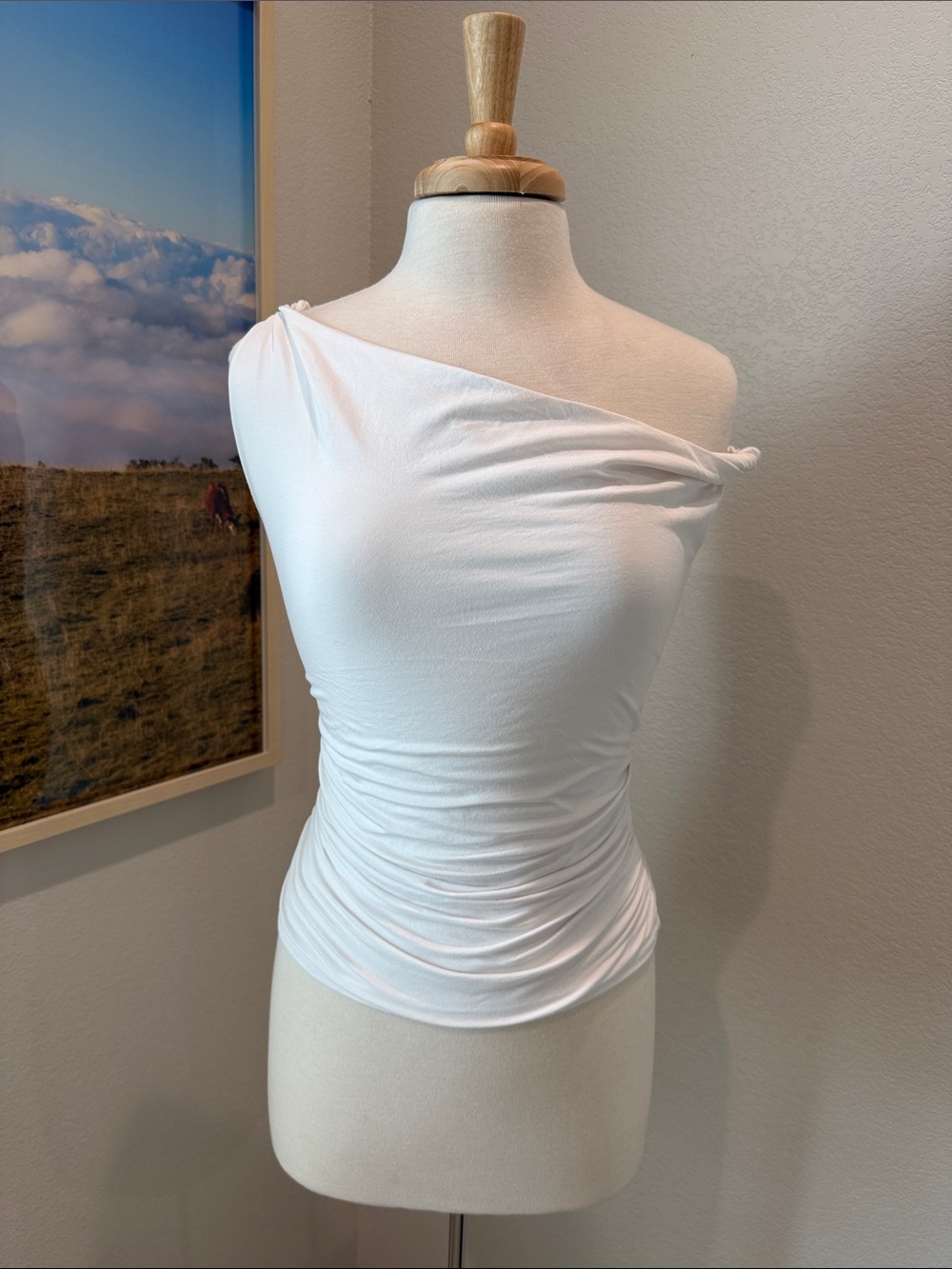 Abercrombie & Fitch One shoulder White Top